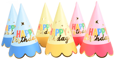 Party Partners HBD Scalloped party hat with colorful design, featuring scalloped edges and festive details for celebrations.