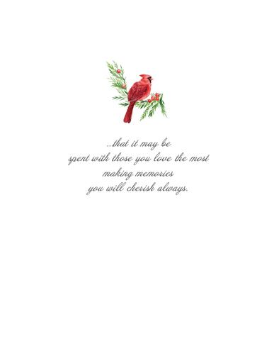 Pictura Cardinal Wreath Christmas Card featuring a festive holiday wreath with red cardinals and green foliage.