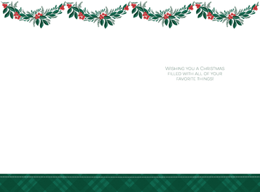 Pictura Christmas card featuring three stockings with a boy for seasonal holiday greeting and decoration.