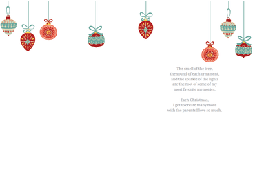Pictura Christmas card from Ornament Collection featuring festive holiday design for parents, perfect for seasonal greeting cards.