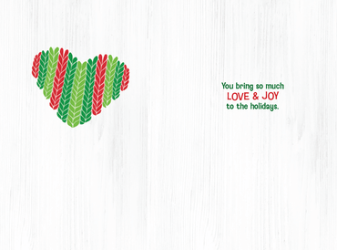 Crochet heart Christmas card from Pictura featuring a festive seasonal design, perfect for grandmother’s holiday greetings.