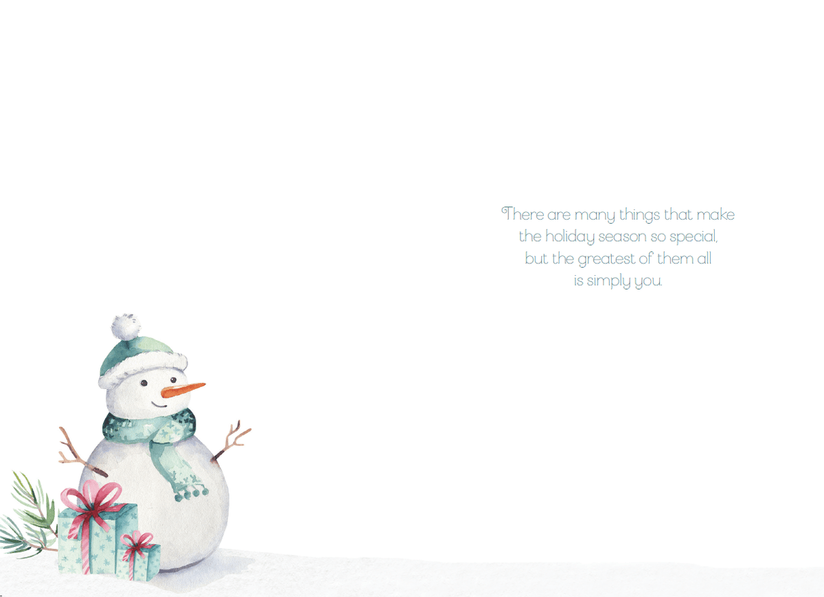 Watercolor snowman Christmas card for granddaughter by Pictura featuring festive holiday artwork.