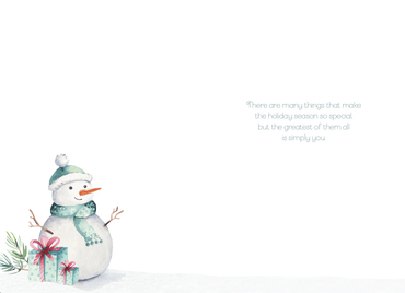 Watercolor snowman Christmas card for granddaughter by Pictura featuring festive holiday artwork.
