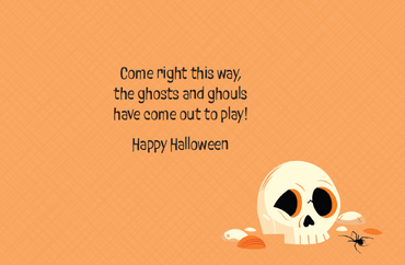 Pictura Halloween card featuring orange pumpkin and skull designs for Halloween celebrations.