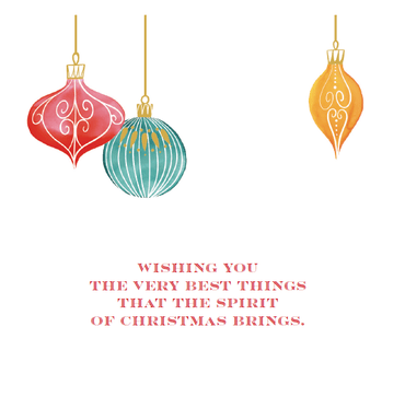 Seasonal Joy Peace Love Christmas card by Pictura featuring festive holiday design with holiday symbols and colorful lettering.