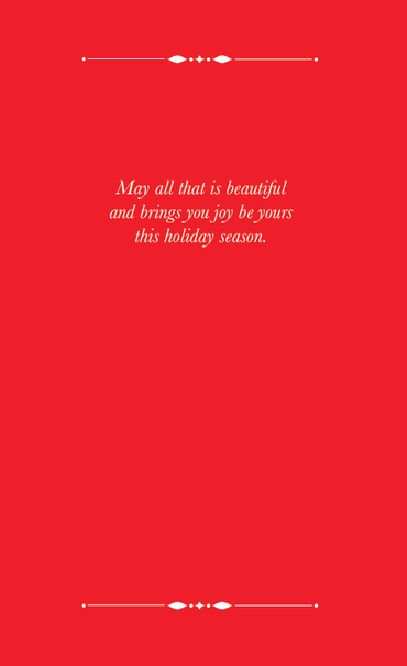 Three red cardinals perched on snow-covered branches, festive Christmas card from Pictura with seasonal winter scene.