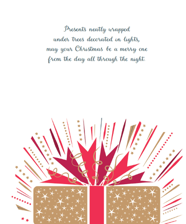 Pictura Merry Christmas gift-themed seasonal greeting card with festive holiday design and colorful Christmas imagery.
