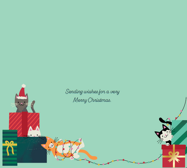 Christmas Tree Cats Christmas Card Spinning Wheel