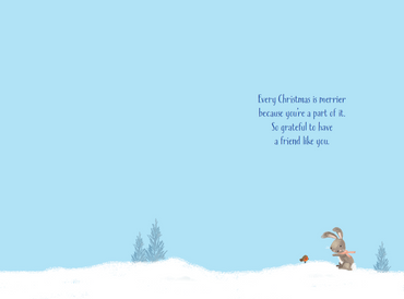 Tiny Rabbit Friend Christmas Card Friend