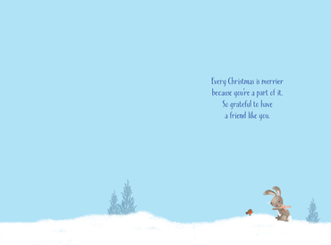 Cute Tiny Rabbit Friend Christmas card by Pictura featuring a festive seasonal design with a adorable rabbit illustration.