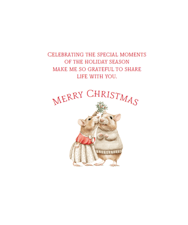 Pictura Mistletoe Mice Christmas Card with festive illustration of mice under mistletoe for seasonal holiday greetings