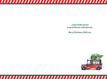 Vintage Christmas Card featuring a classic Christmas car, seasonal festive design by Pictura, suitable for holiday greetings.
