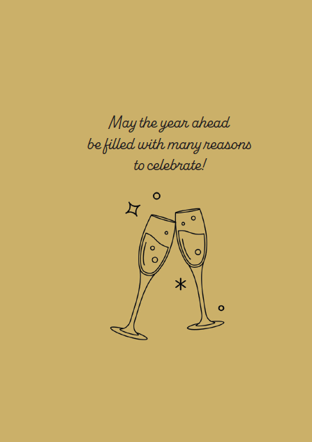 Festive New Year's card by Pictura featuring celebratory "Pop The Champagne" design for seasonal greetings.