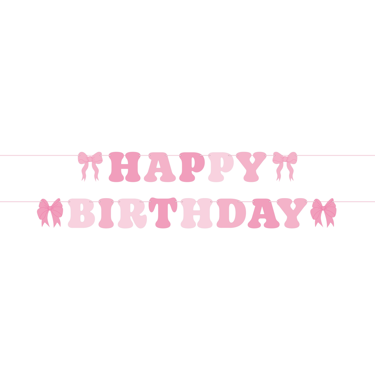 Pink bow banner garland by Joyful Lands Craft Co., Ltd. featuring soft pink bows on a string for festive decorations.
