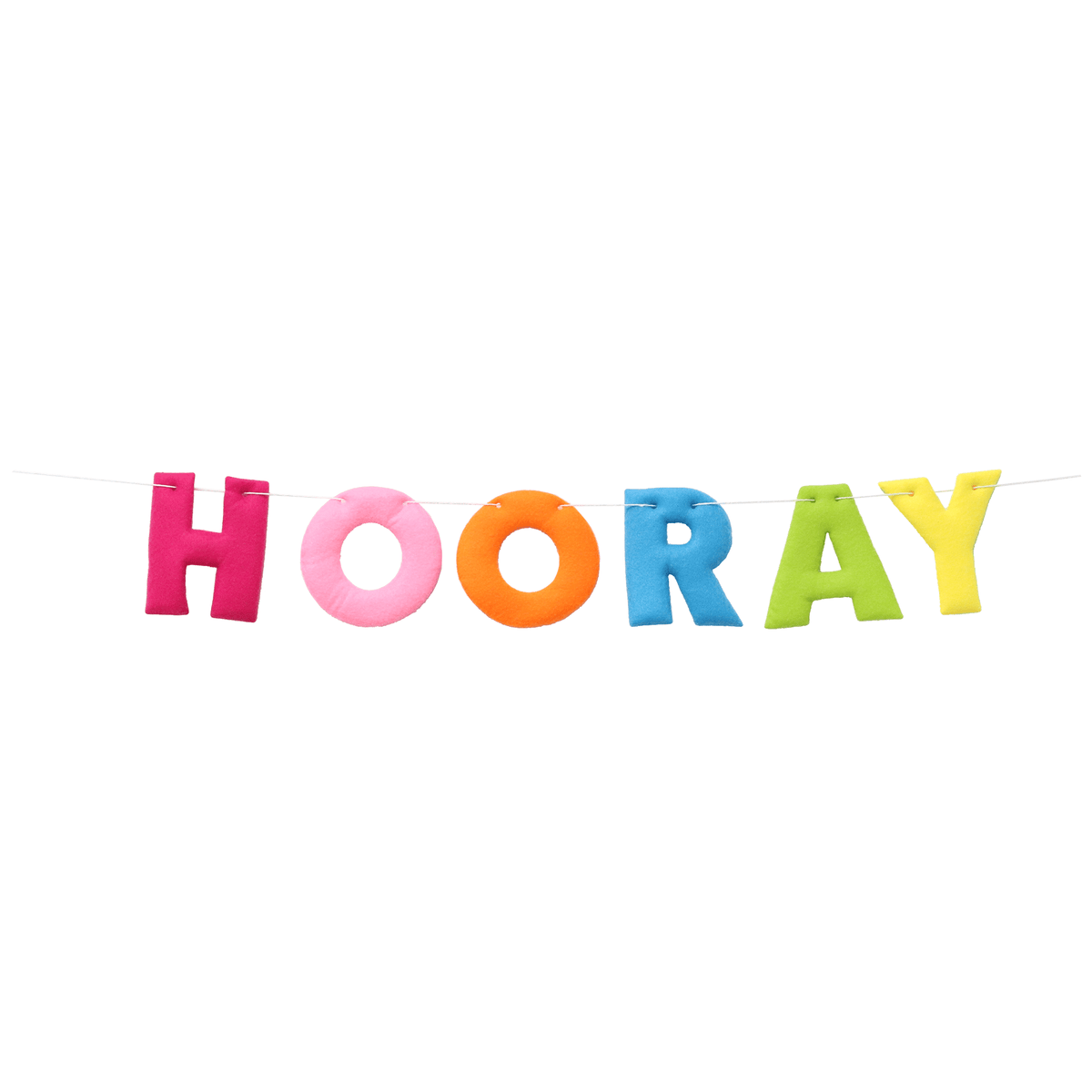 Colorful padded Horray banner garland by JOYFUL LANDS CRAFT CO., LTD., featuring bright, soft letters on a festive banner for celebrations.
