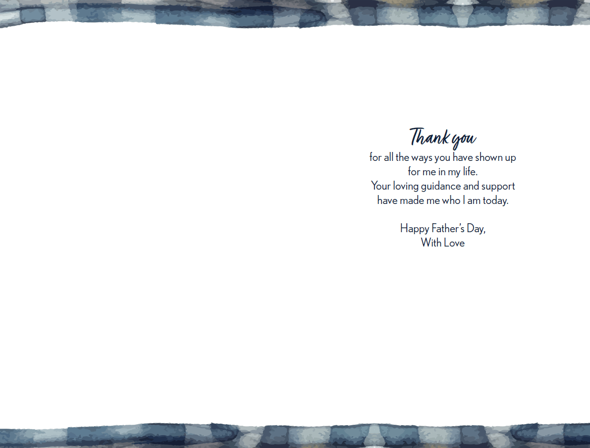 Father's Day card featuring a plaid shirt design by Pictura, with colorful plaid pattern and Father's Day message.