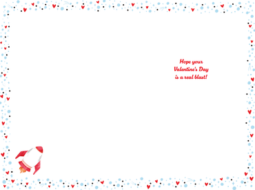 Valentine's Day card from Pictura featuring a space-themed design with planets and stars, perfect for expressing love.