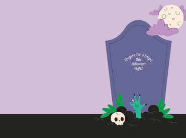 Pictura Halloween counter card featuring a spooky zombie hand design for Halloween decorations and party displays.