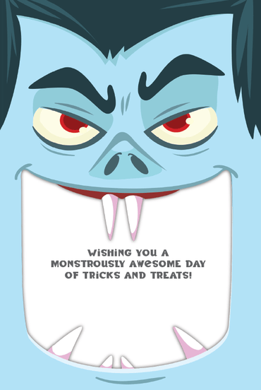 Pictura Frankenstein Face Halloween Card with spooky monster illustration, perfect for grandson's Halloween greeting.