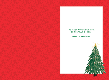Joy To The World Tree Christmas Card by Pictura featuring festive holiday design with a decorated Christmas tree and seasonal greeting.