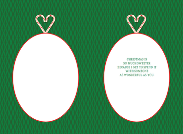 Pictura Candy Cane Heart Christmas Card with "One I Love" message, featuring festive red and white candy cane heart design.