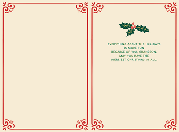Pictura Jingle All The Way Christmas Card for grandson with festive holiday design and seasonal greeting.