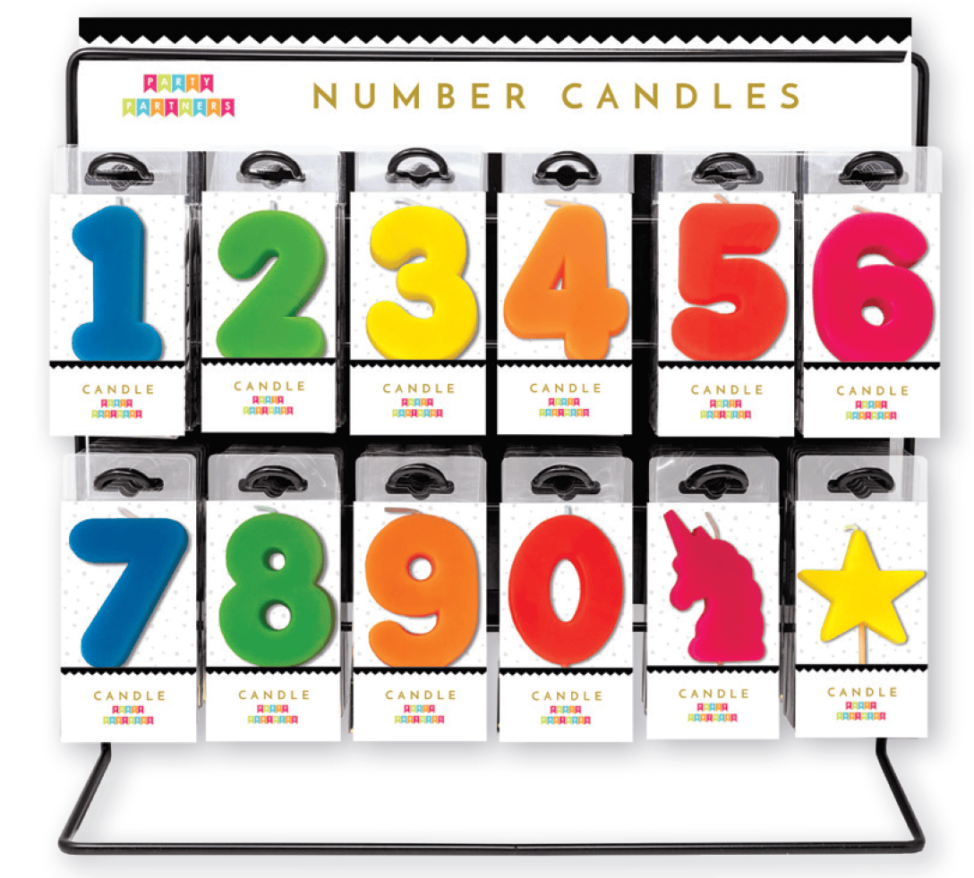 Neon number 0 candle by Party Partners, vibrant glowing decorative candle for celebrations, shaped as the number zero.