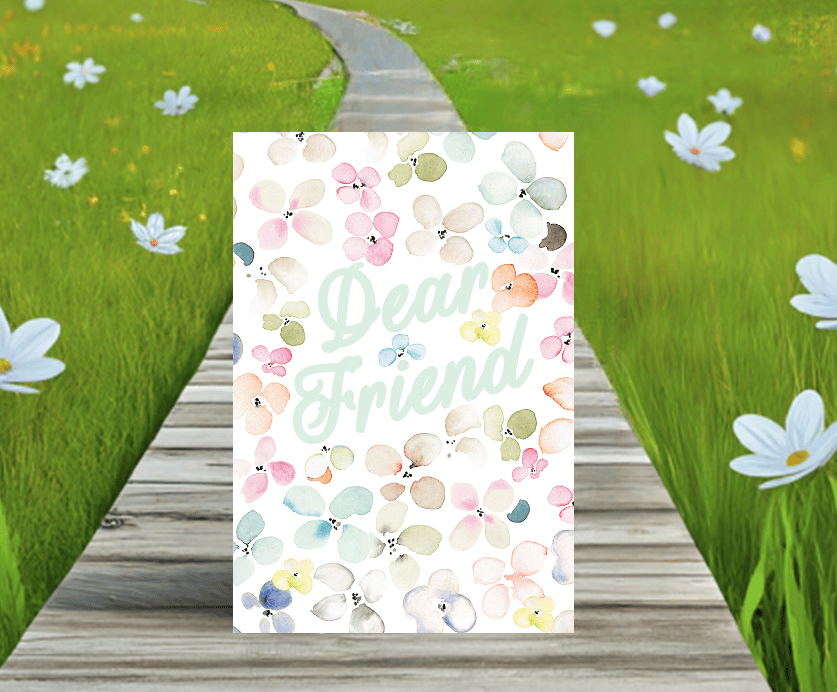 Watercolor petals friendship card by Pictura, featuring delicate floral design for everyday greeting or note.