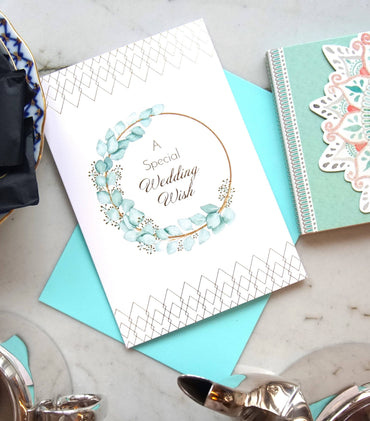 Gold hoop wedding card from Pictura featuring elegant design, perfect for wedding celebrations on an everyday card.