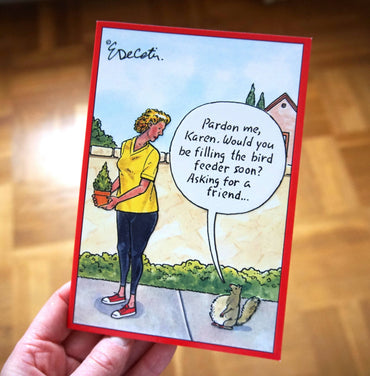 Funny birthday card featuring a fat squirrel illustration by Eric Decetis from Pictura's Everyday Cards collection.