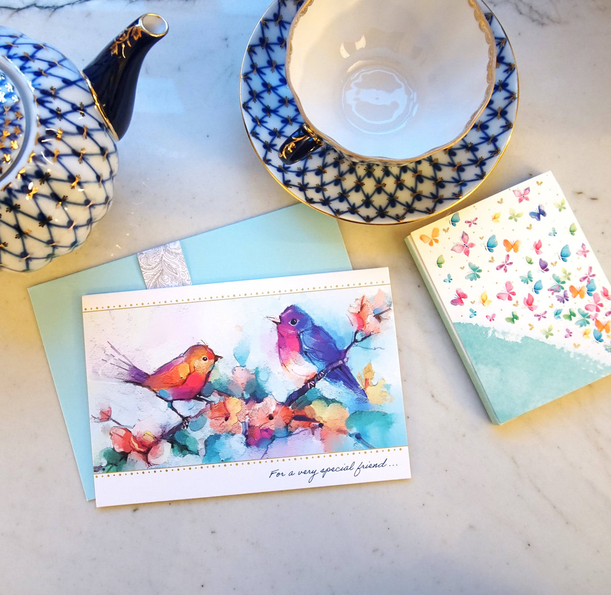 Colorful Birds Birthday Card by Pictura featuring cheerful bird illustrations for celebrating friends.