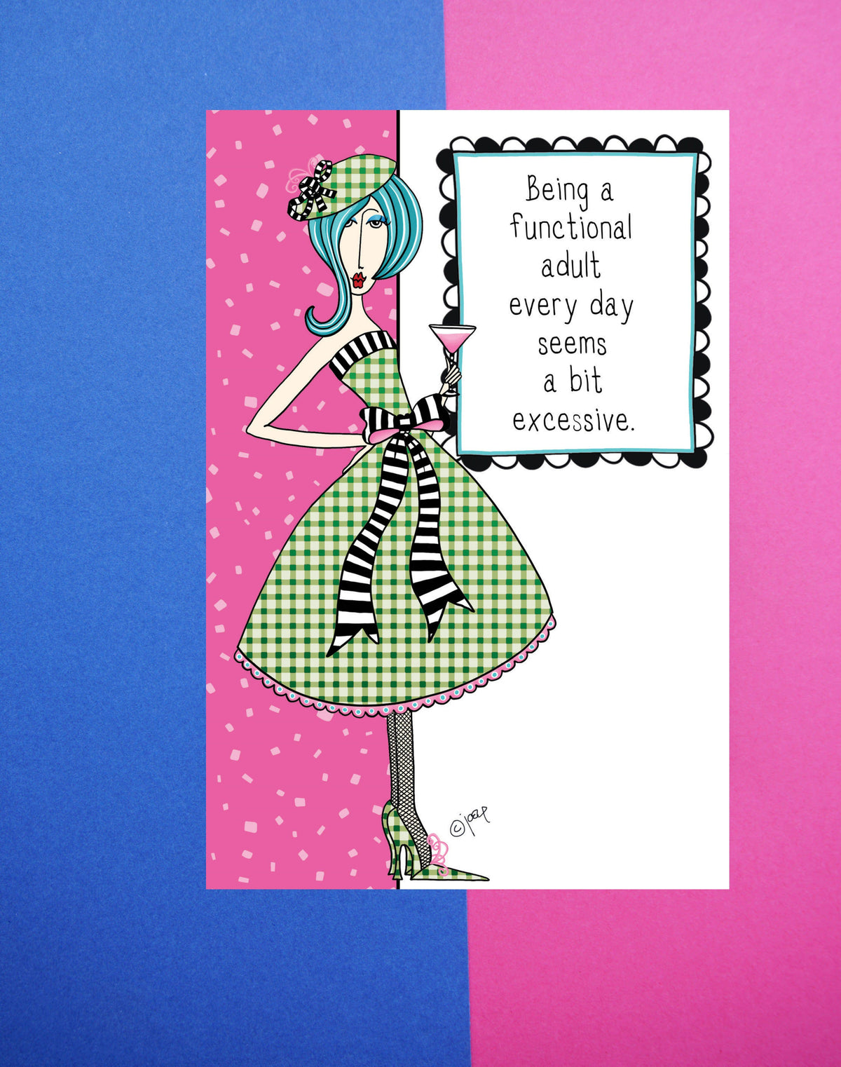 Functional adult birthday card featuring Dolly Mamas design from Pictura, with colorful illustrations and festive typography.