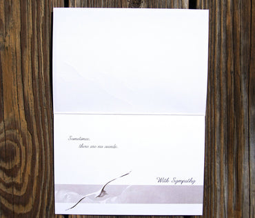 Flying bird sympathy card from Pictura, featuring a serene bird illustration suitable for expressing condolences.
