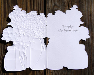 Pictura Mason jar vases with friendship card featuring Sienna's Garden design, perfect for decorative or gift purposes.