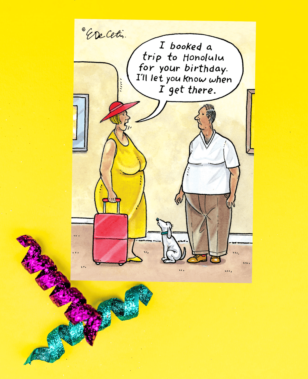 Pictura Honolulu birthday card featuring colorful tropical design and "Happy Birthday" message by Eric Decetis.