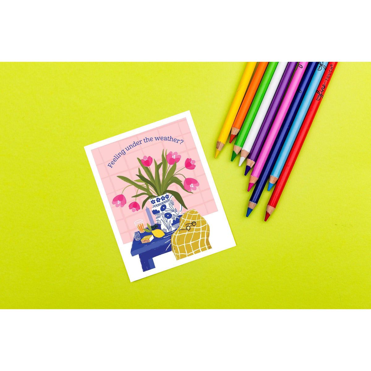 Pictura Tulip Vase Get Well Card with floral illustration and heartfelt message, designed to brighten someone's day.