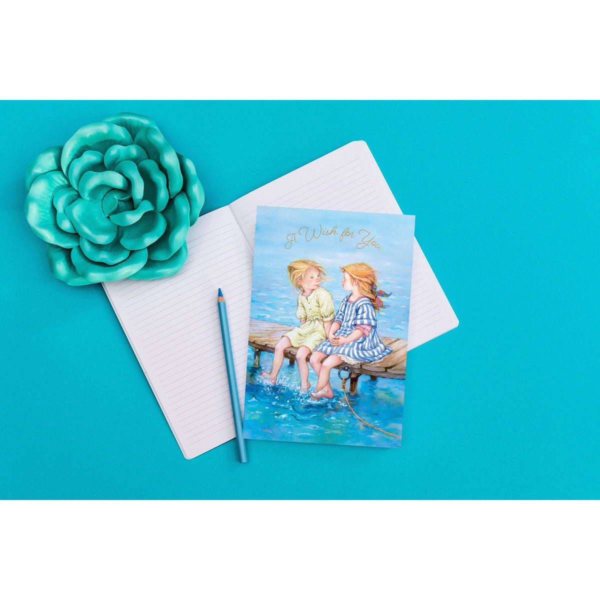 Sitting on the dock birthday card by Pictura featuring a peaceful lakeside scene, perfect for celebrating special occasions.