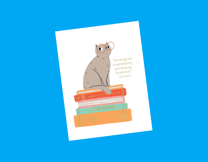 Pictura "From Me To You" birthday card featuring a humorous glasses-wearing cat illustration, perfect for celebrating a special occasion.