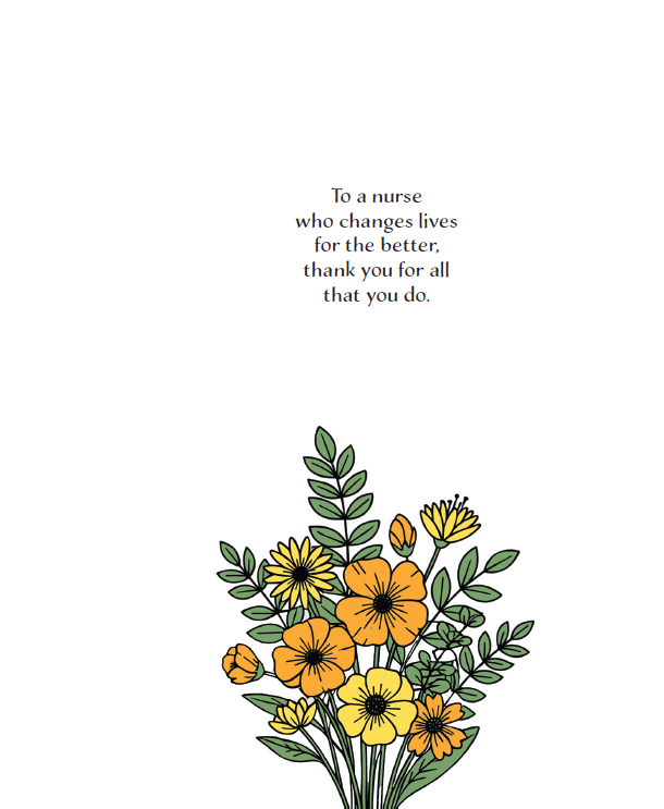 Floral Scrubs Thank You Card Nurse