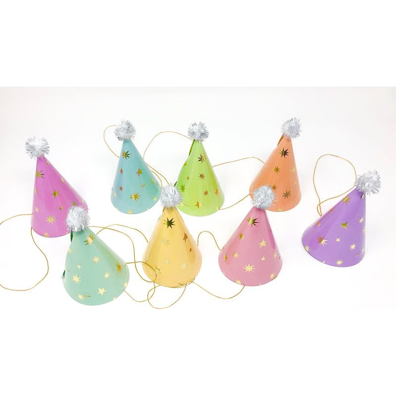 Mini Pastel Party Hat Set of 8