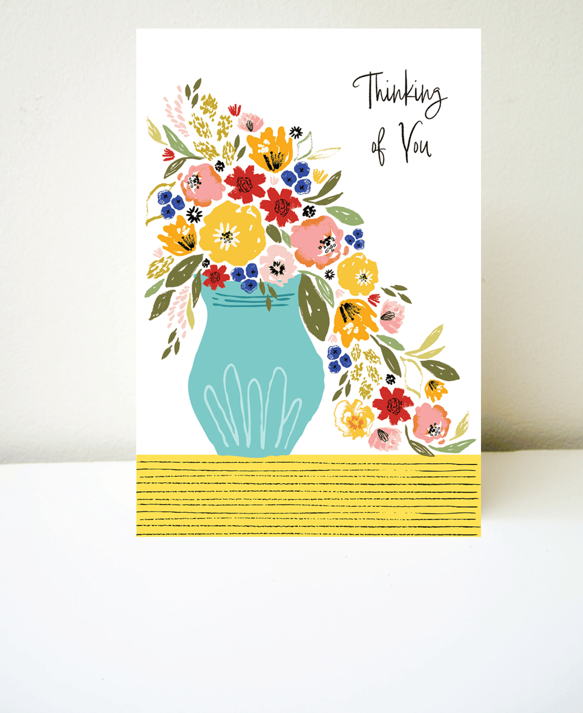 Pictura overflowing vase thinking of you card with floral design, suitable for everyday greeting and heartfelt messages.