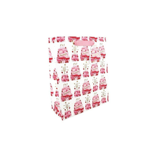 Large gift bag featuring birthday cake design from Love Vivid, ideal for birthday party gift presentation.