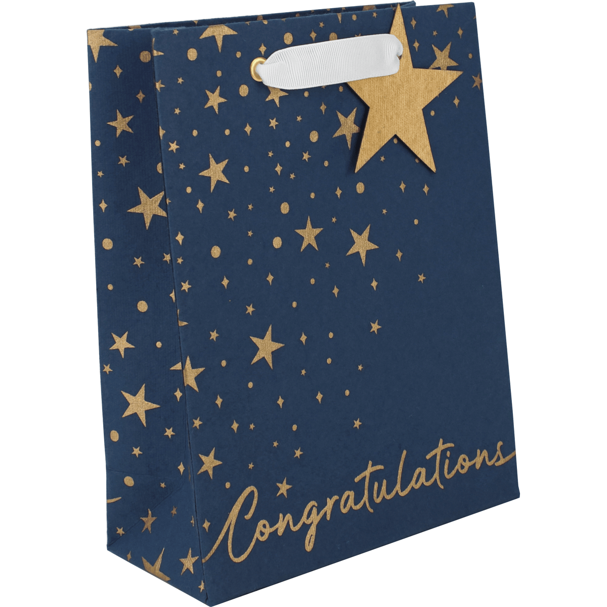 Medium Love Vivid gift bag with a colorful congratulations starburst design, perfect for celebratory occasions.