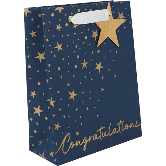Medium Love Vivid gift bag with a colorful congratulations starburst design, perfect for celebratory occasions.