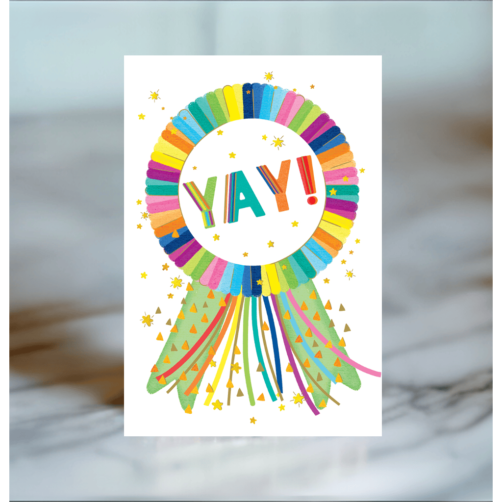 Colorful Rainbow Ribbon Congratulations Card by Pictura featuring vibrant rainbow ribbons and celebratory design.