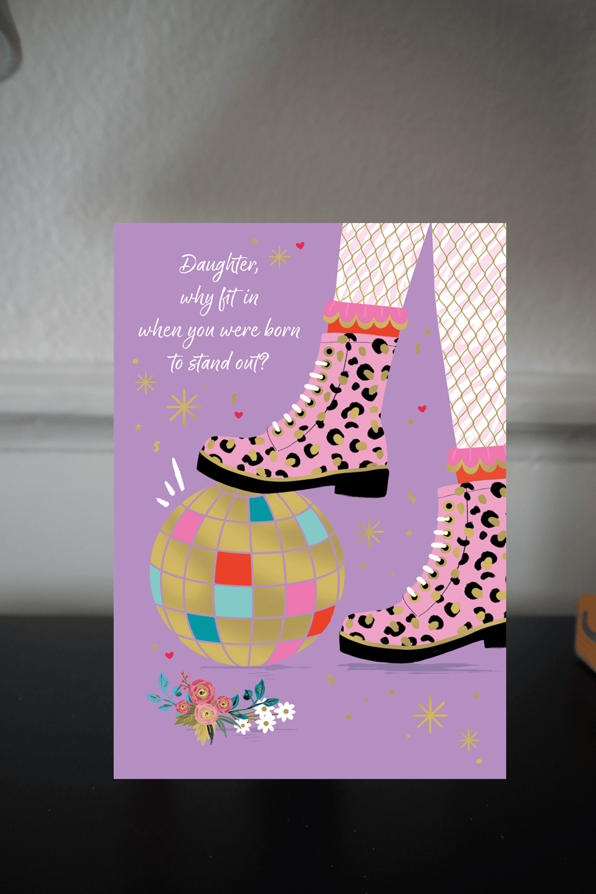 Leopard boots birthday card for daughter from Pictura featuring stylish leopard print design on an everyday greeting card