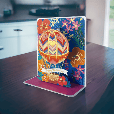 Small Heart Airballoon pop-up card by Pictura featuring a detailed 3D heart-shaped air balloon design.