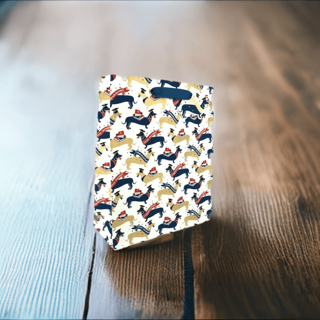 Large Clever Sausage gift bag by Love Vivid featuring a playful sausage design and spacious interior for gift packaging.