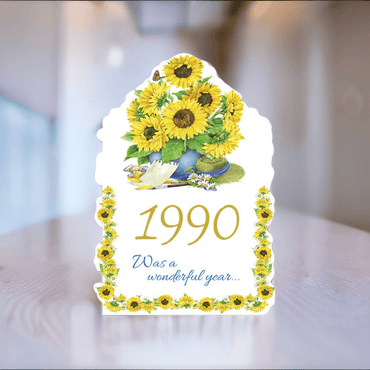 Pictura Year of Birth 1990 card featuring a stylish design with the year 1990, perfect for birthday celebrations and keepsakes.