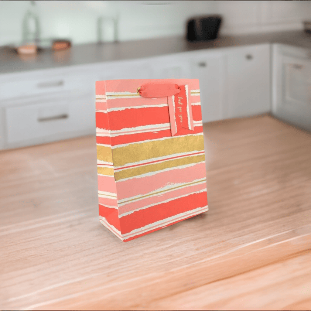 Love Vivid Painterly Pink Med Gift Bag with vibrant abstract design, perfect for special occasions